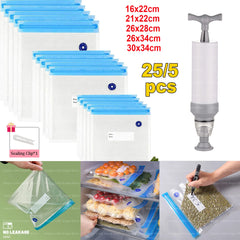 Reusable Vacuum Food Storage Zipper Bags Set Electric Handheld Vacuum Sealer